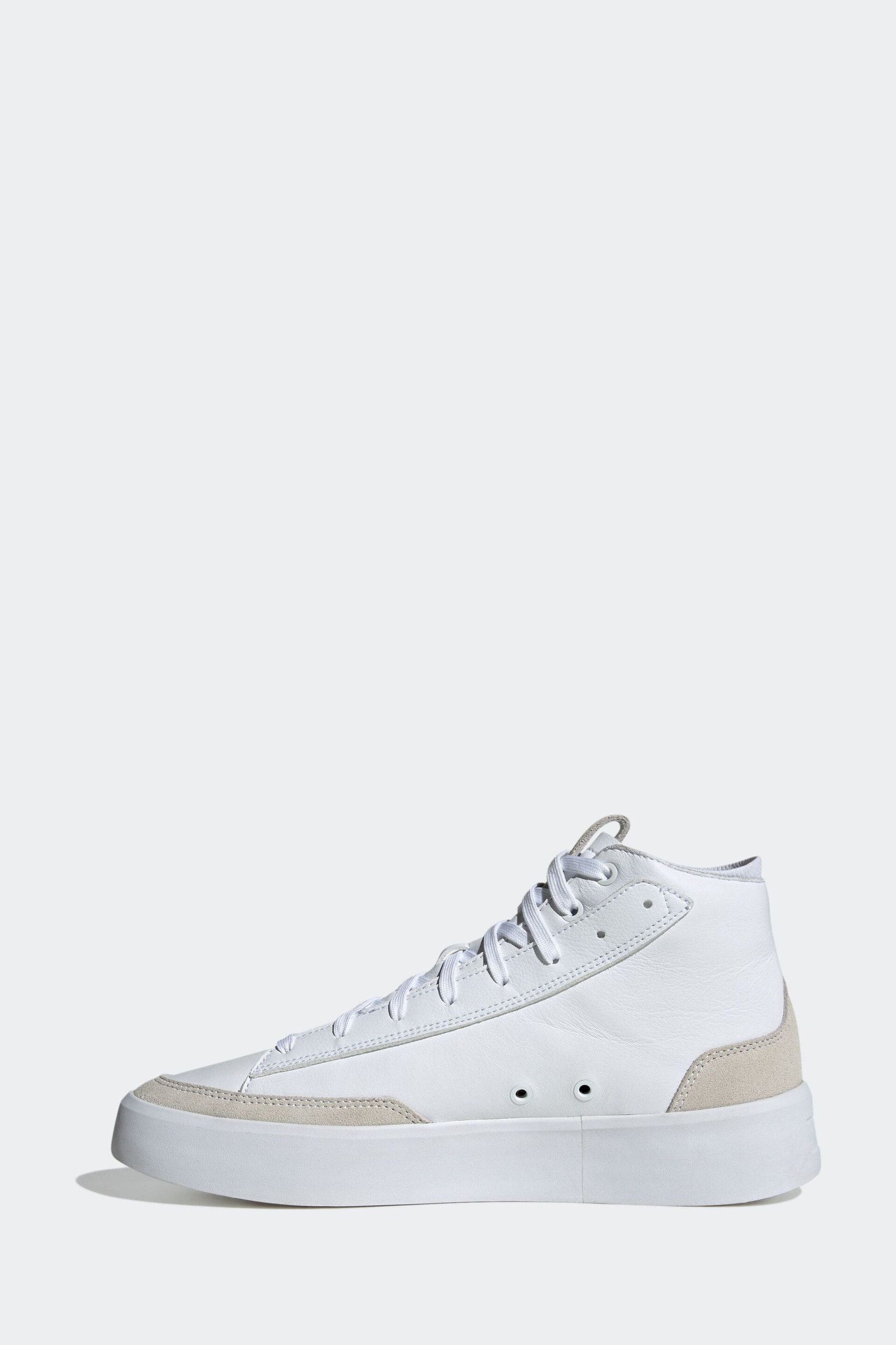 adidas White Znsored HI Prem Leather Trainers - Image 3 of 12