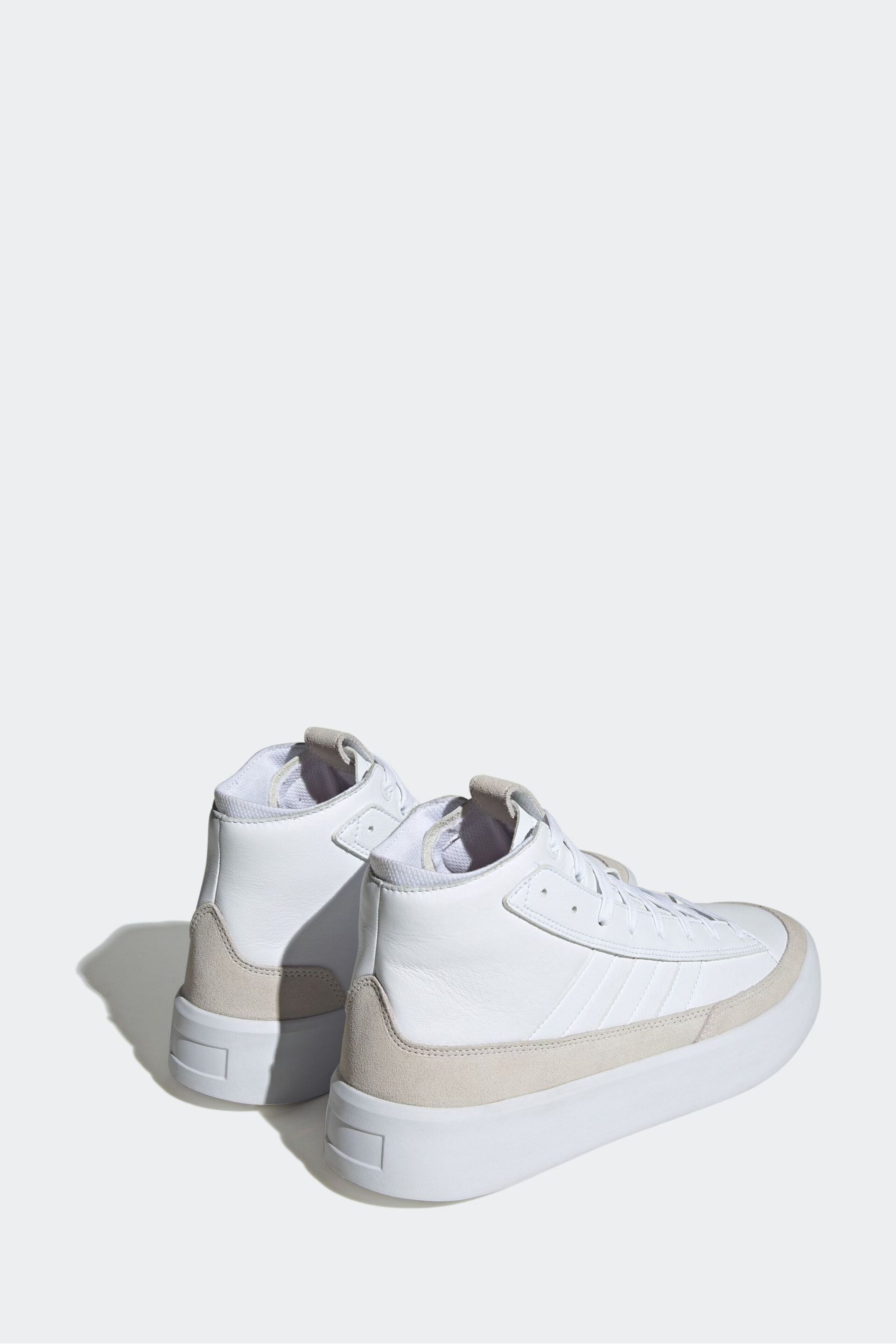 adidas White Znsored HI Prem Leather Trainers - Image 5 of 12