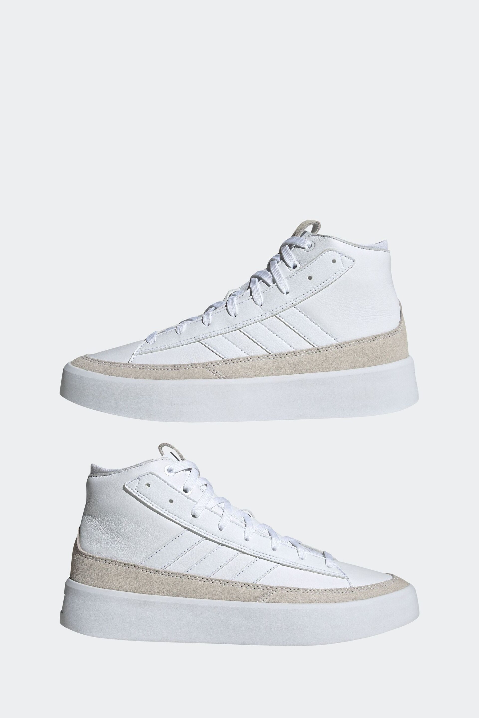 adidas White Znsored HI Prem Leather Trainers - Image 6 of 12