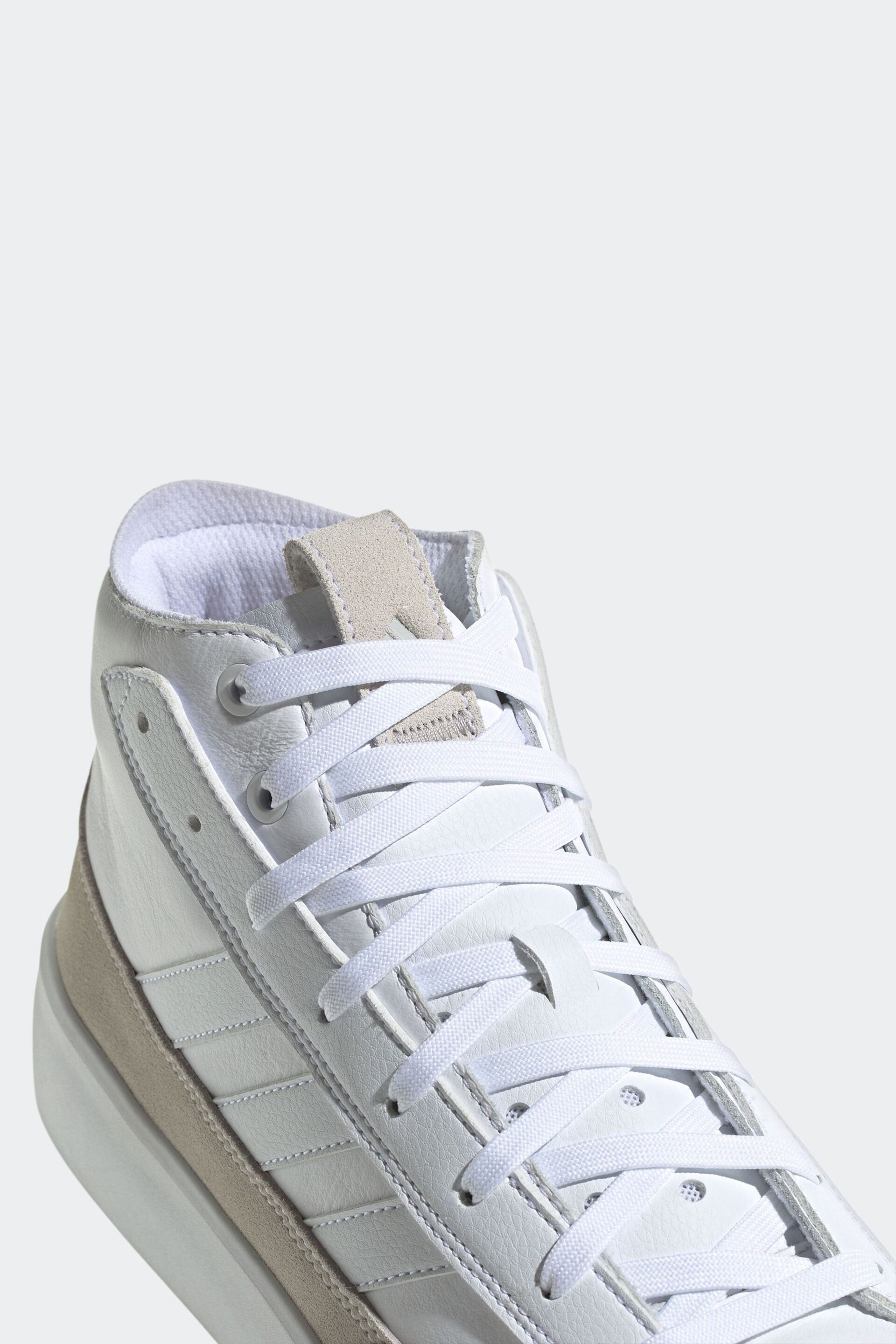 adidas White Znsored HI Prem Leather Trainers - Image 9 of 12