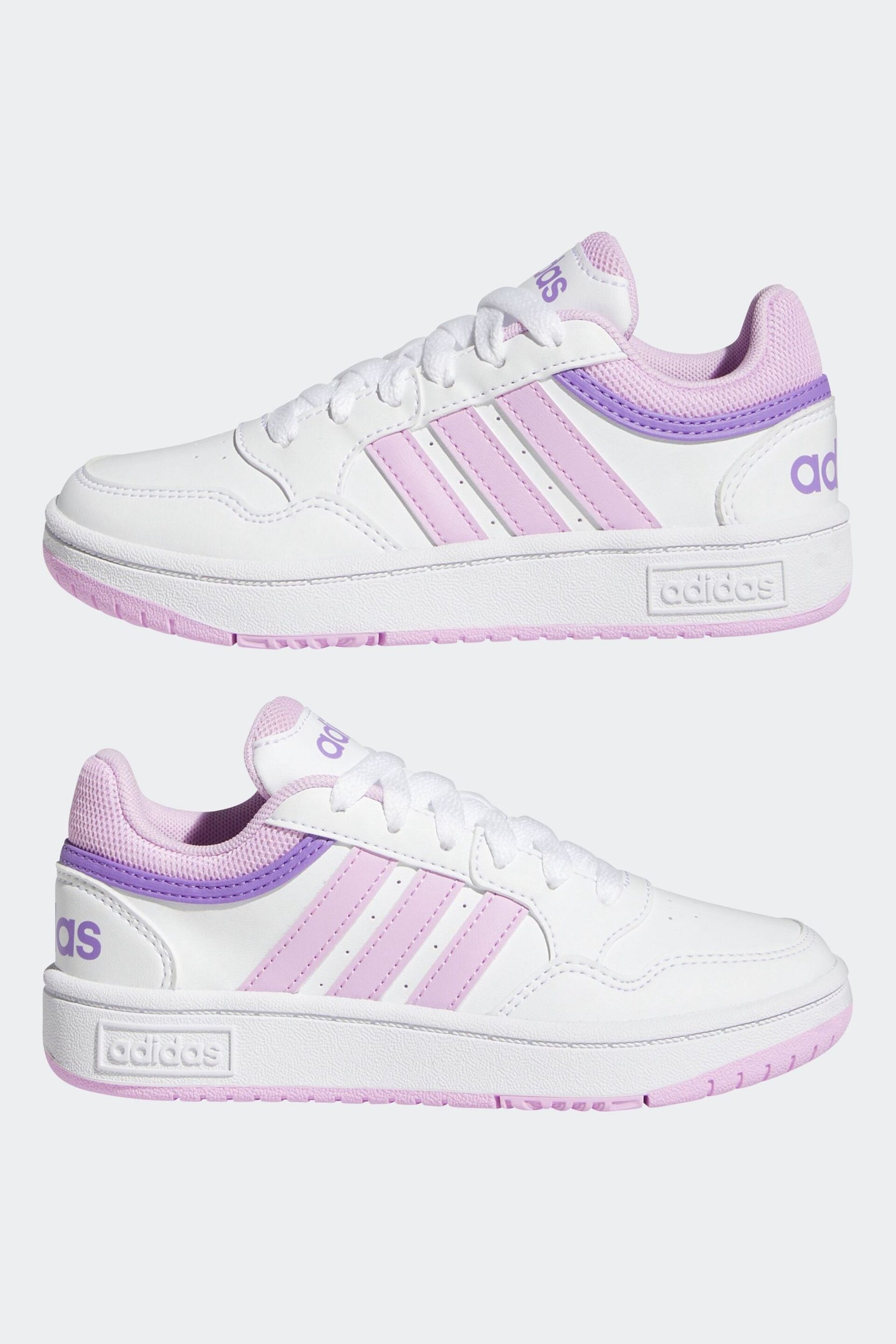 adidas White/purple Hoops Trainers - Image 4 of 9