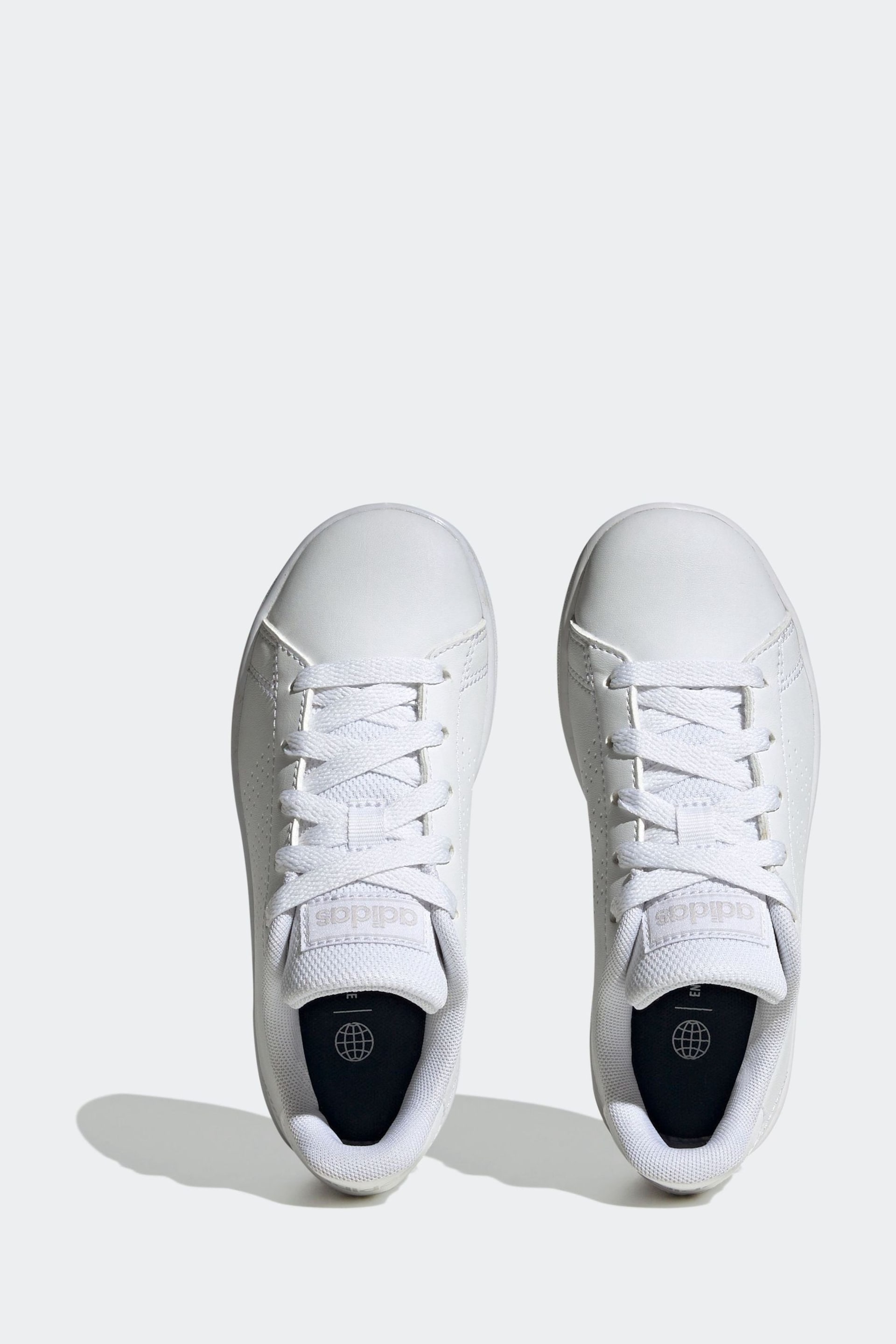 adidas White Sportswear Advantage Lifestyle Court Lace Trainers - Image 6 of 9