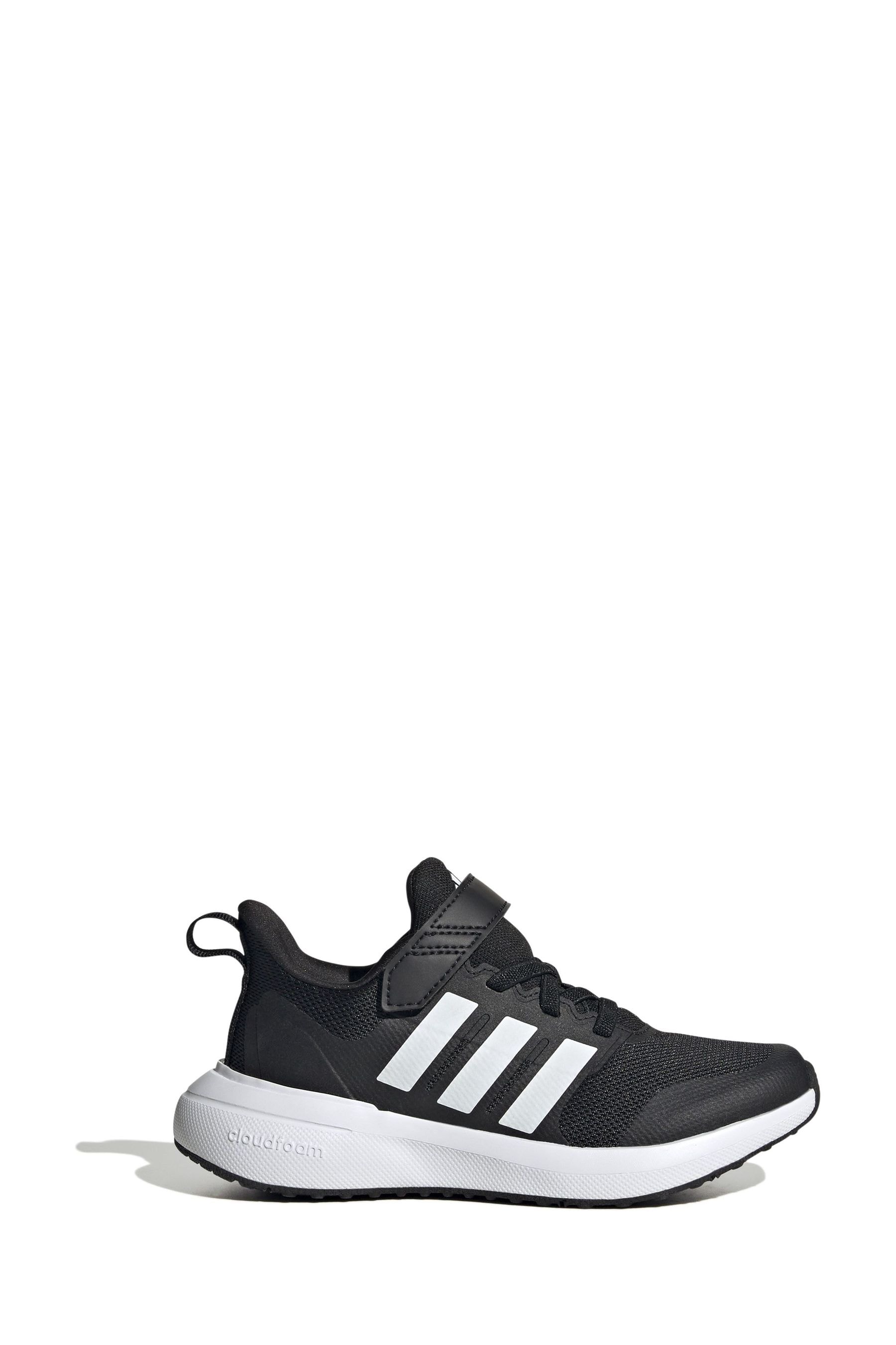 adidas Black white Kids Sportswear Fortarun 2.0 Cloudfoam Elastic Lace Top Strap Trainers