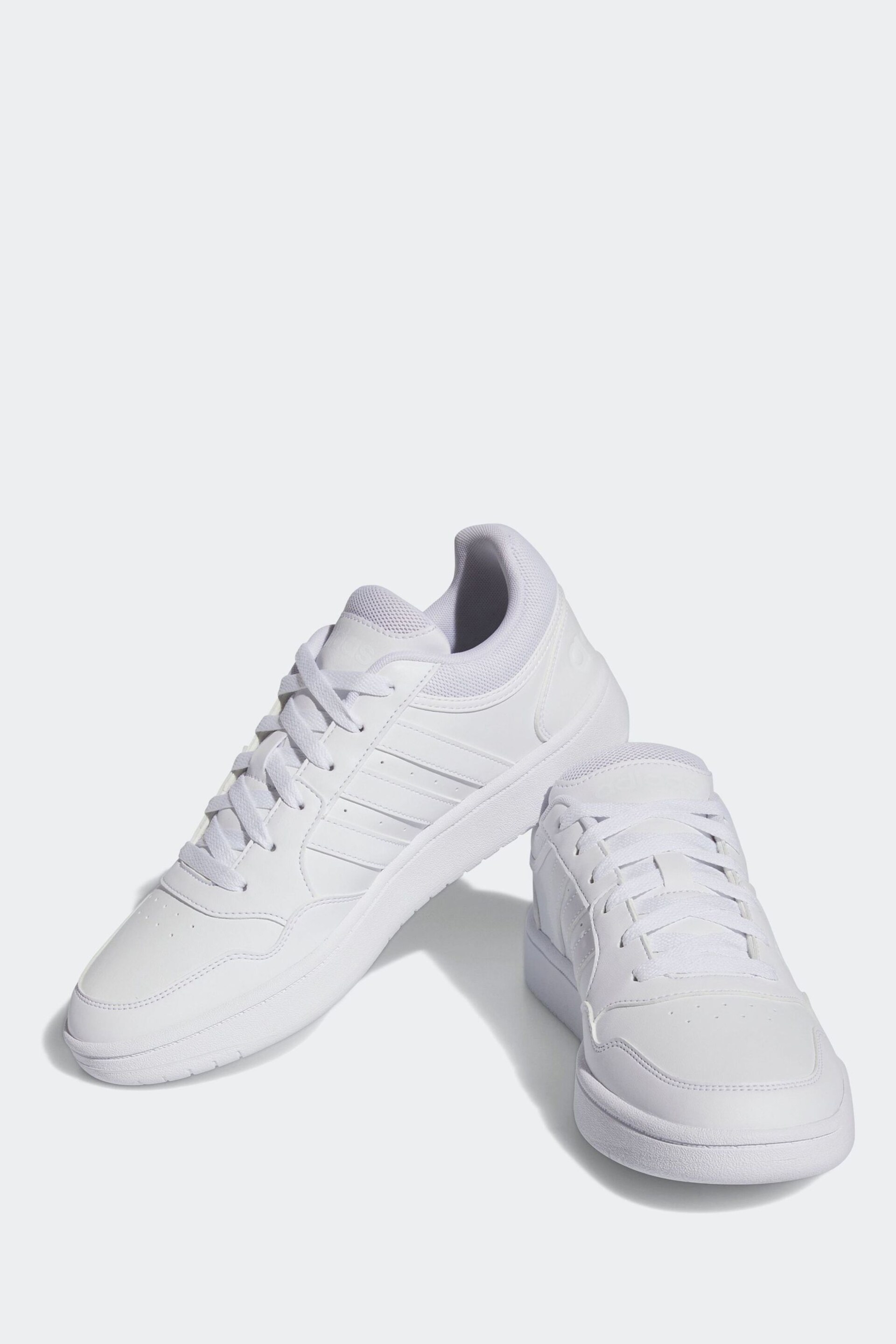 adidas White Originals Hoops 3.0 Low Classic Vintage Trainers - Image 3 of 9