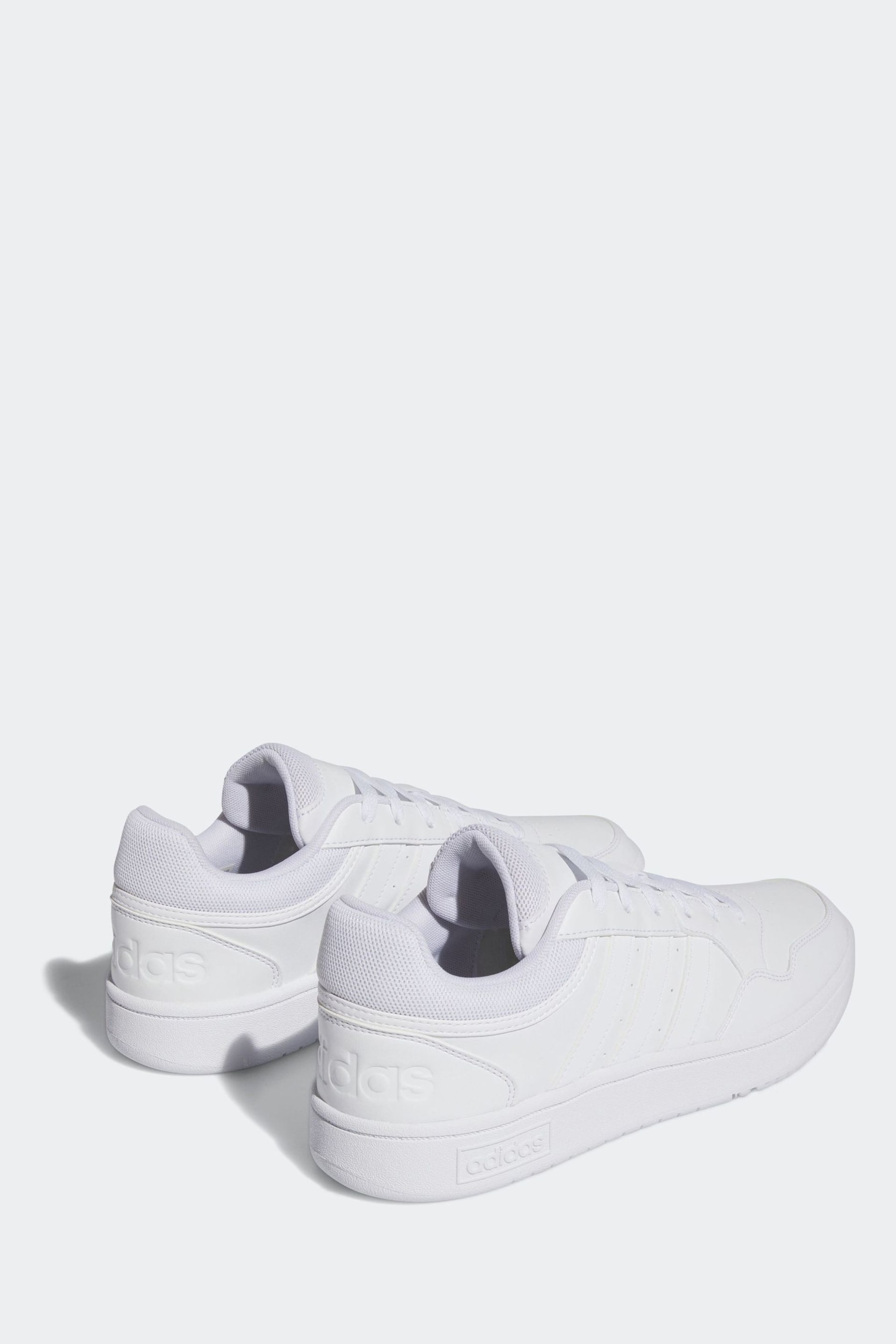 adidas White Originals Hoops 3.0 Low Classic Vintage Trainers - Image 4 of 9