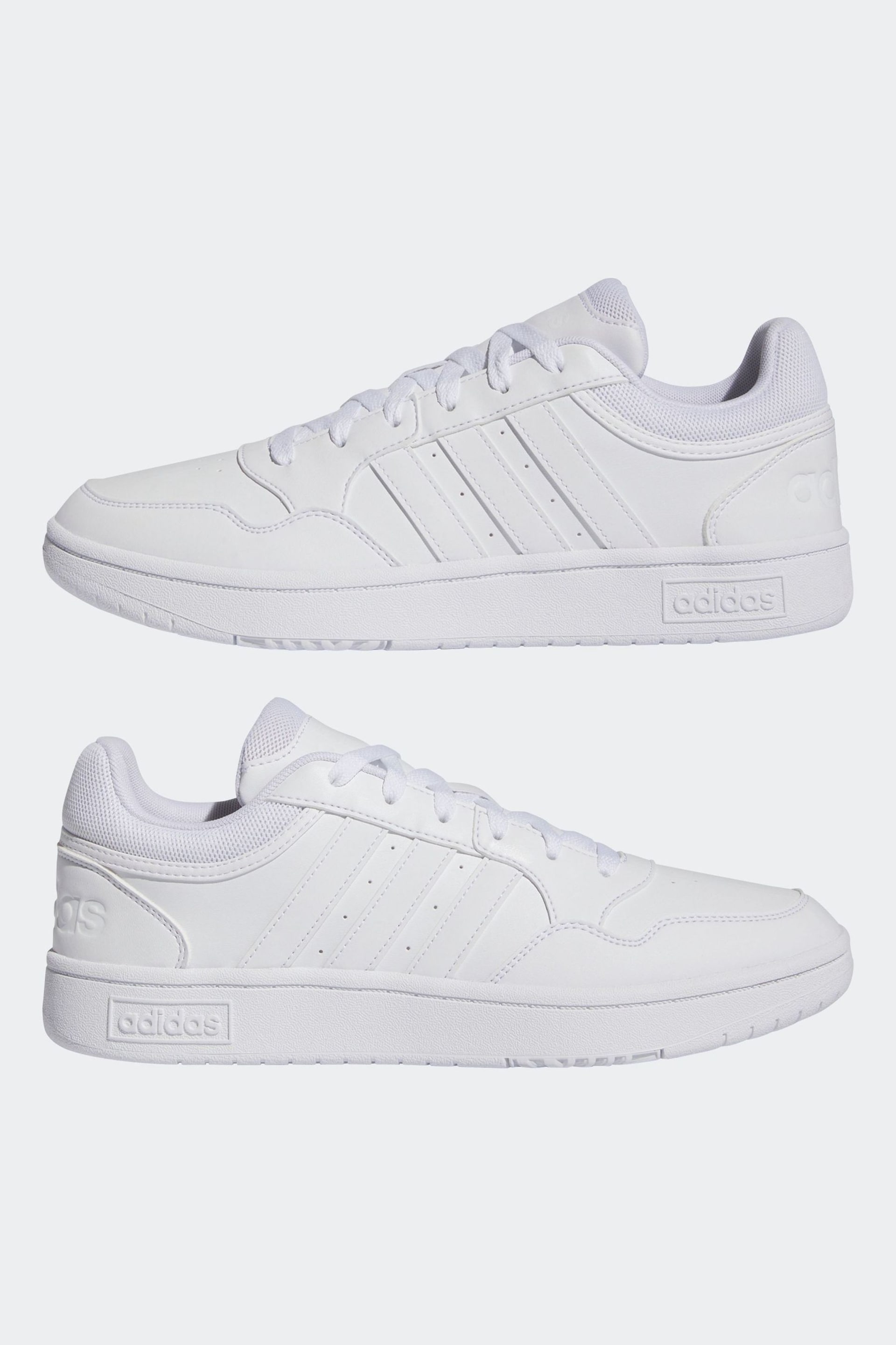 adidas White Originals Hoops 3.0 Low Classic Vintage Trainers - Image 5 of 9