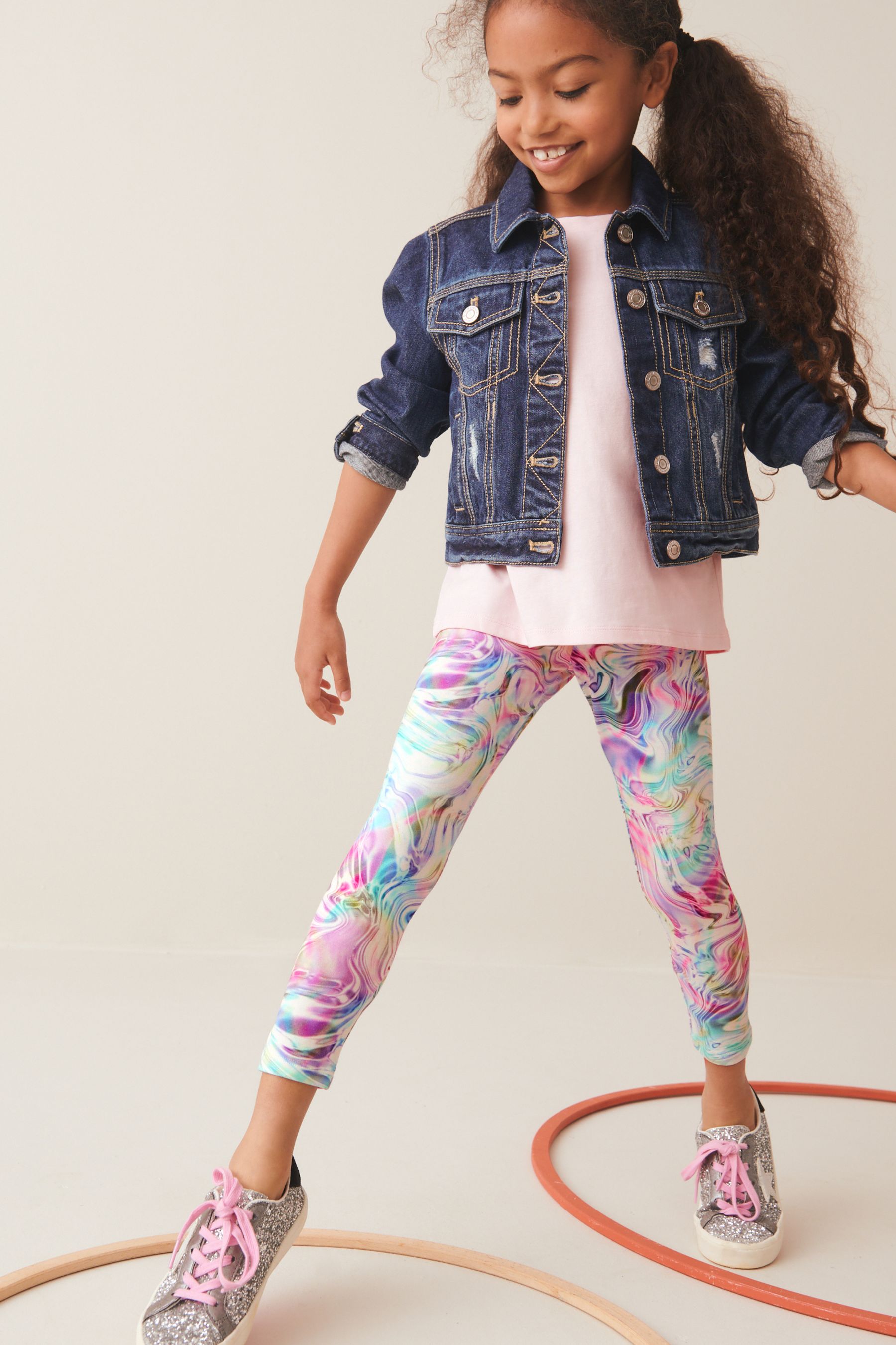 Buy Pink Blue Purple Printed Leggings 3 16yrs from Next Australia