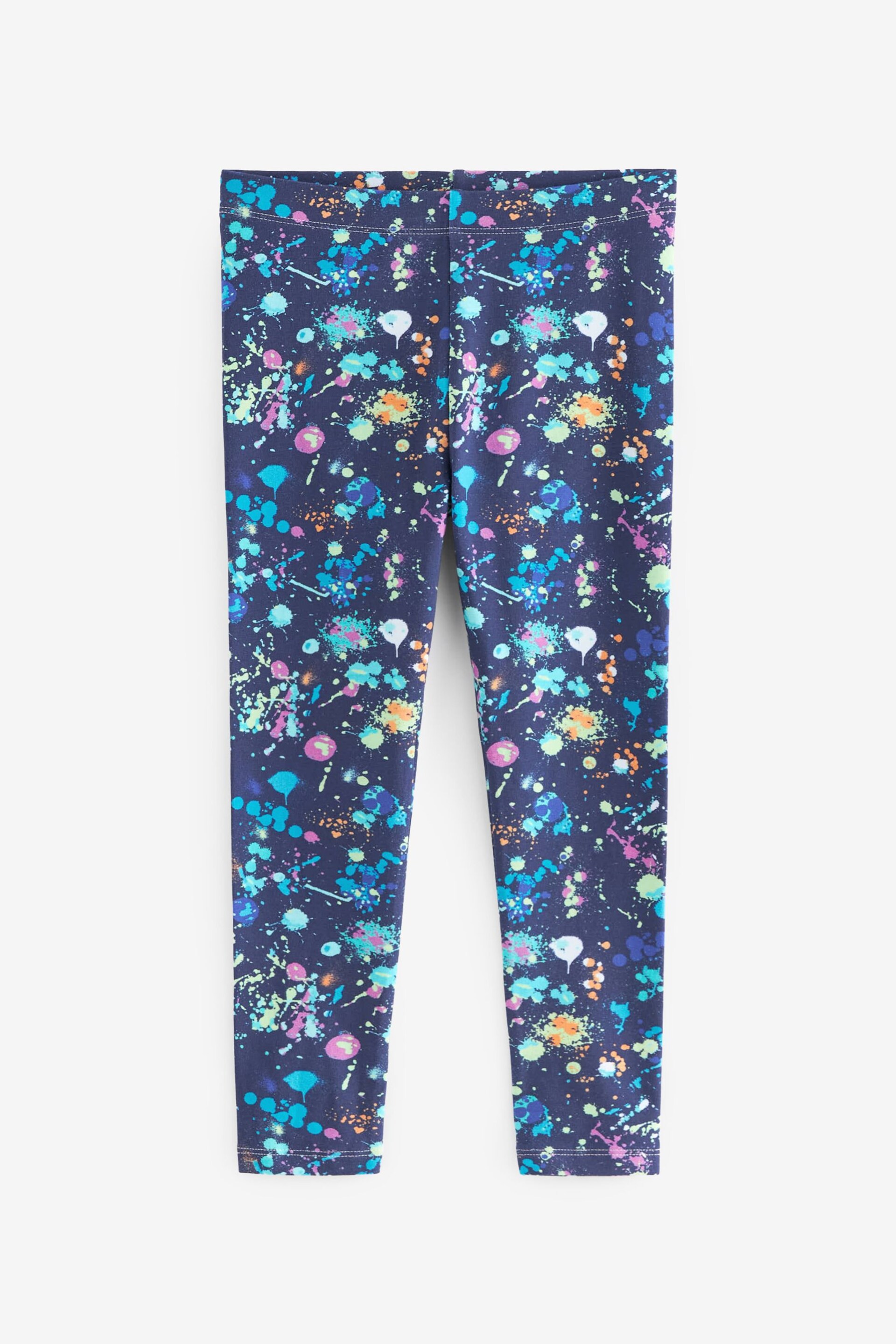 Navy Blue Splat Printed Leggings (3-16yrs) - Image 5 of 7