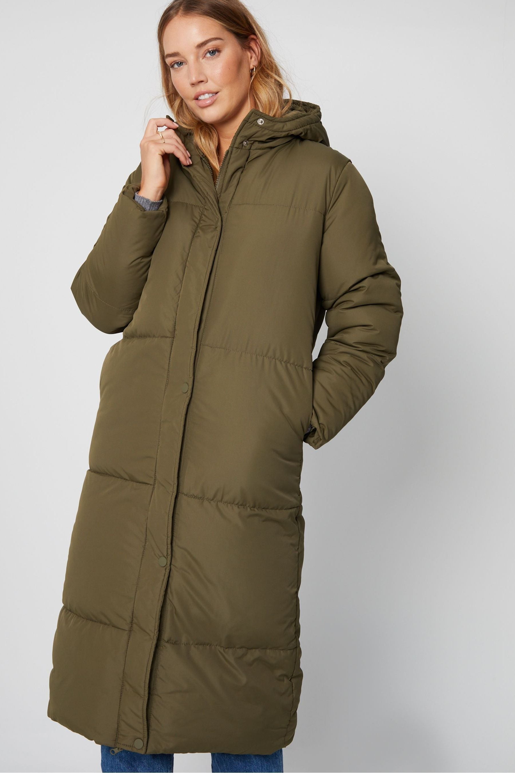 Buy Threadbare Green Longline Hooded Padded Coat from the Next UK online shop