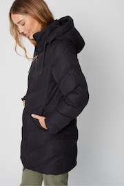 Threadbare Black Hooded Padded Mid Length Jacket - Image 3 of 5