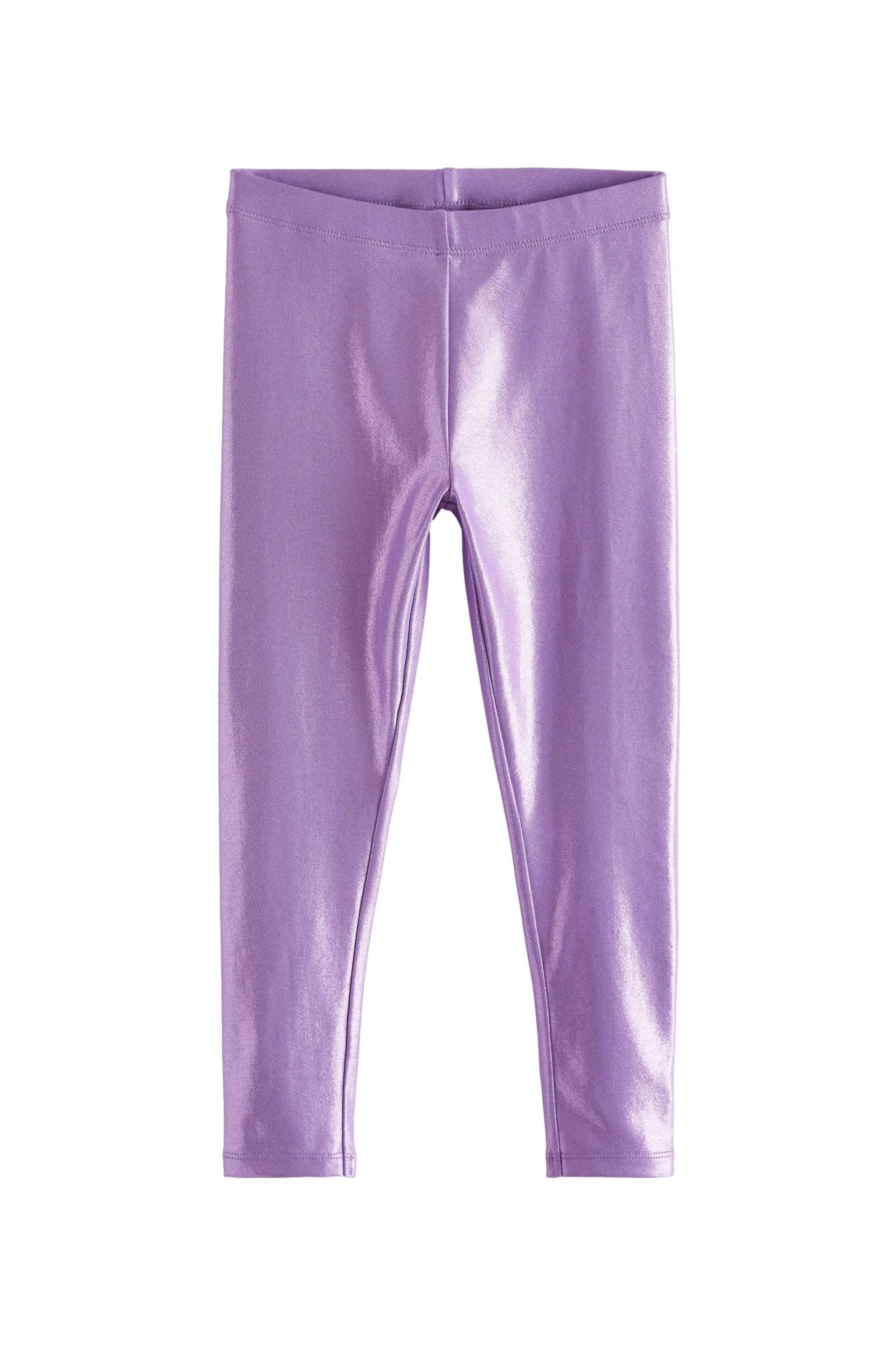 Lilac Purple Metallic Foil Shiny Leggings (3-16yrs) - Image 5 of 7
