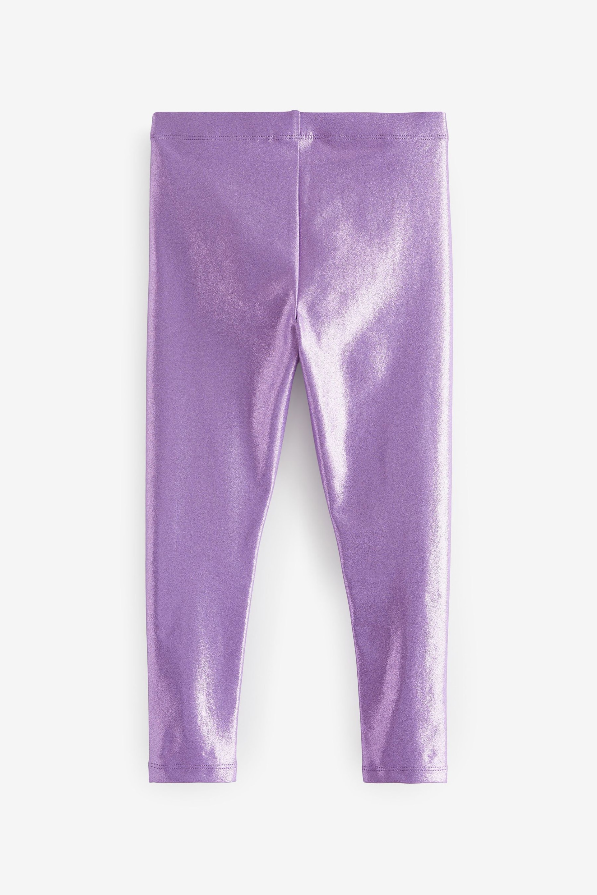 Lilac Purple Metallic Foil Shiny Leggings (3-16yrs) - Image 6 of 7