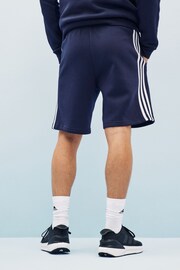adidas Blue Sportswear Essentials Fleece 3-Stripes Shorts - Image 2 of 5