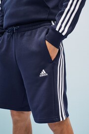 adidas Blue Sportswear Essentials Fleece 3-Stripes Shorts - Image 4 of 5