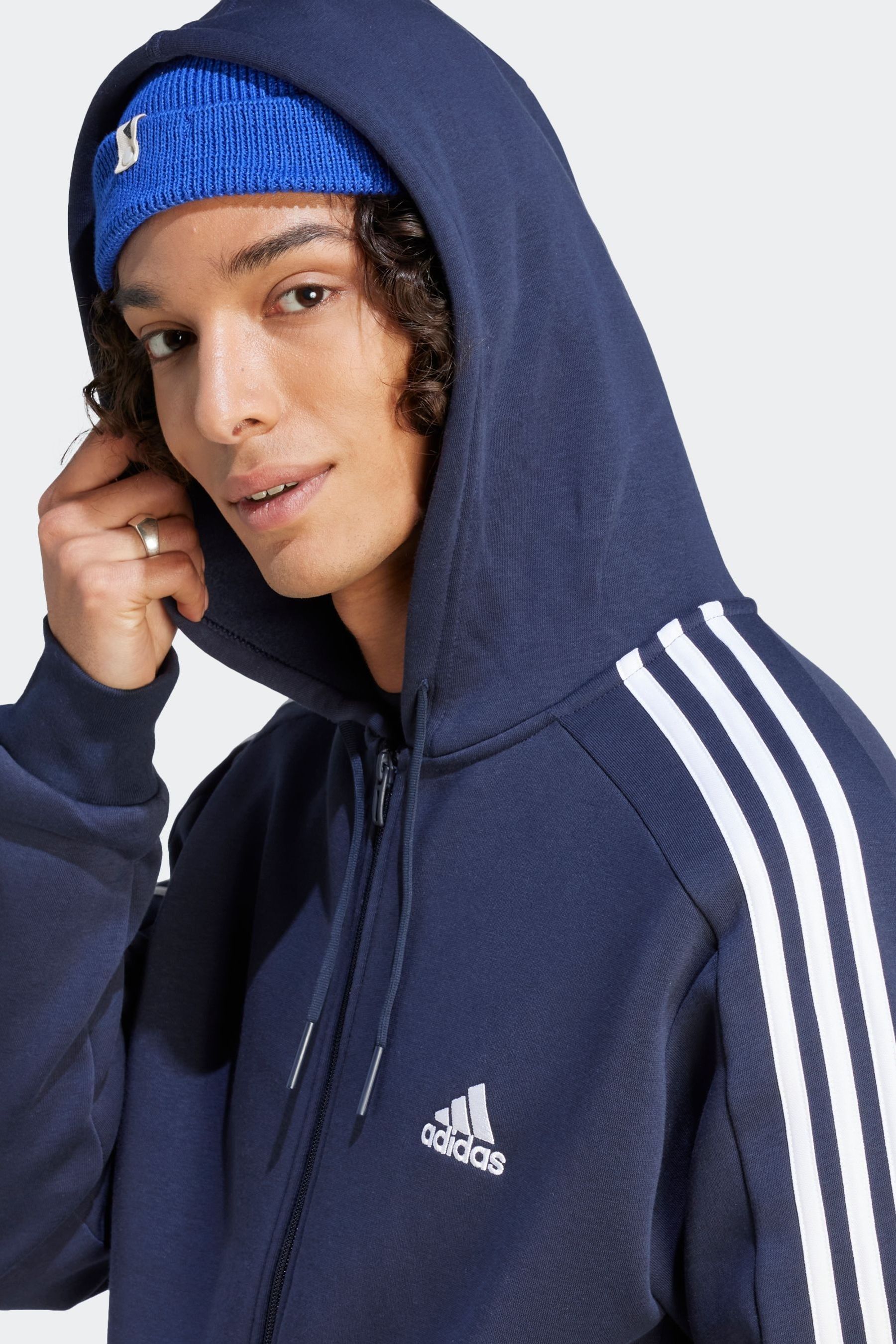 Adidas blue zip up hoodie clearance