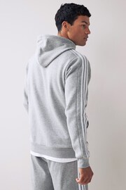 adidas Light Grey Essentials Fleece 3-Stripes Hoodie - Image 4 of 5