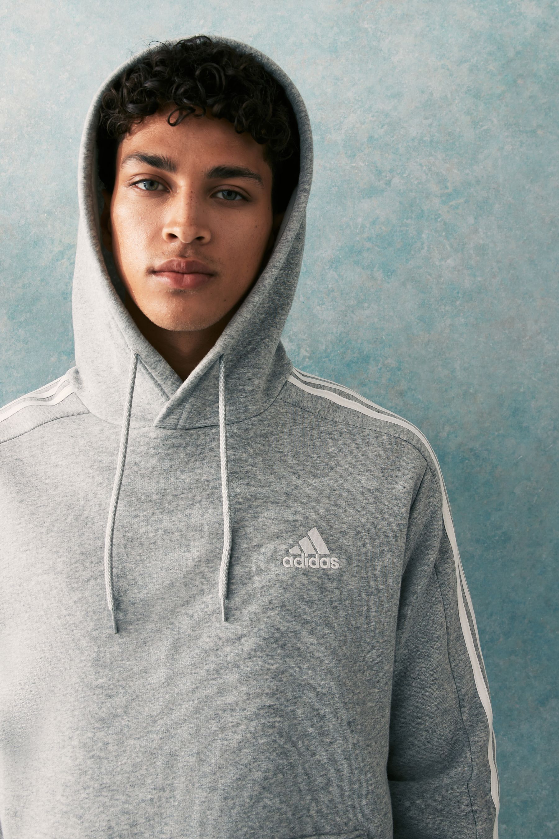 Buy adidas Light Grey Essentials Fleece 3 Stripes 100 Cotton Hoodie from Next Luxembourg