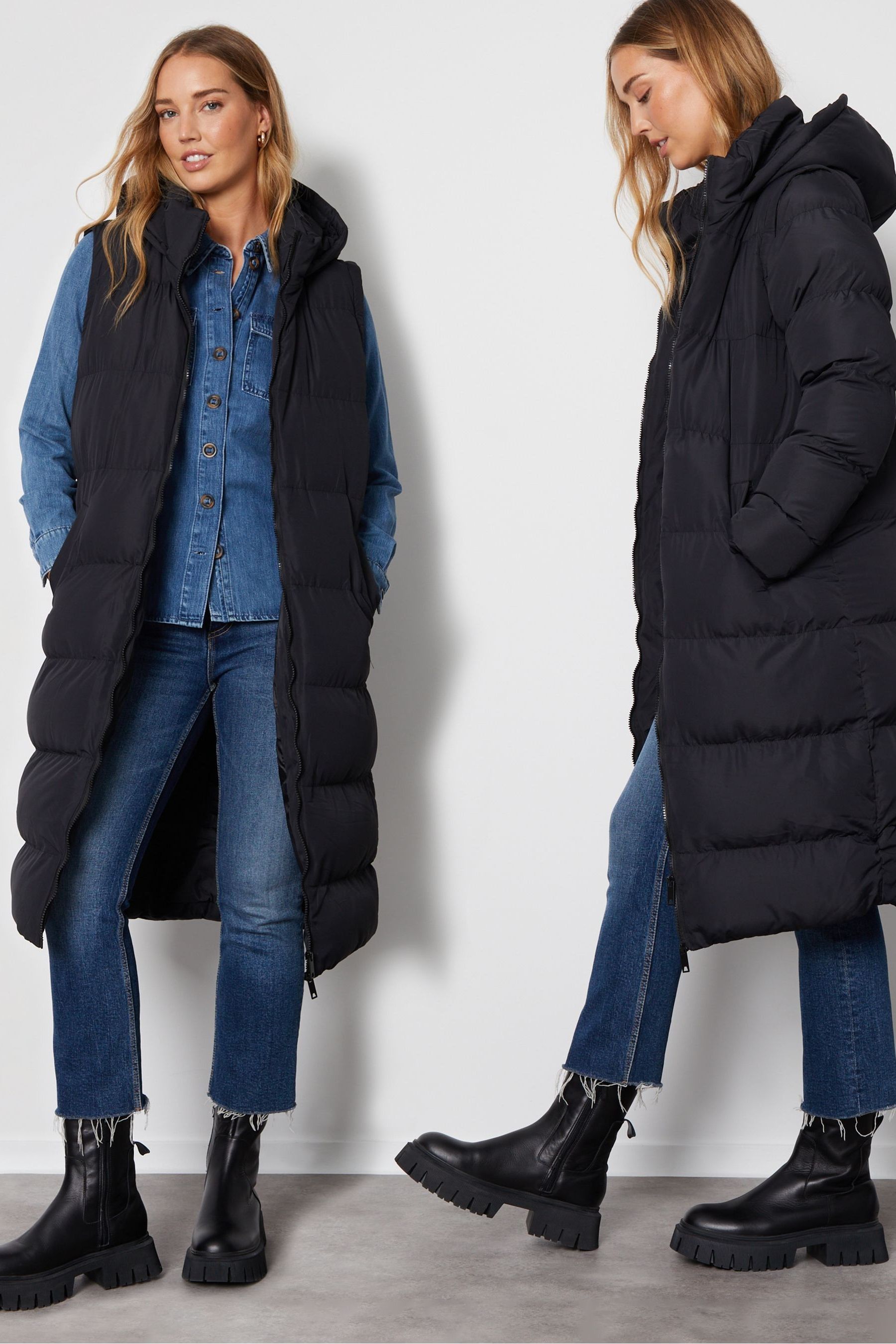 Buy Threadbare Black Longline Hooded Padded Puffer Coat from Next Australia
