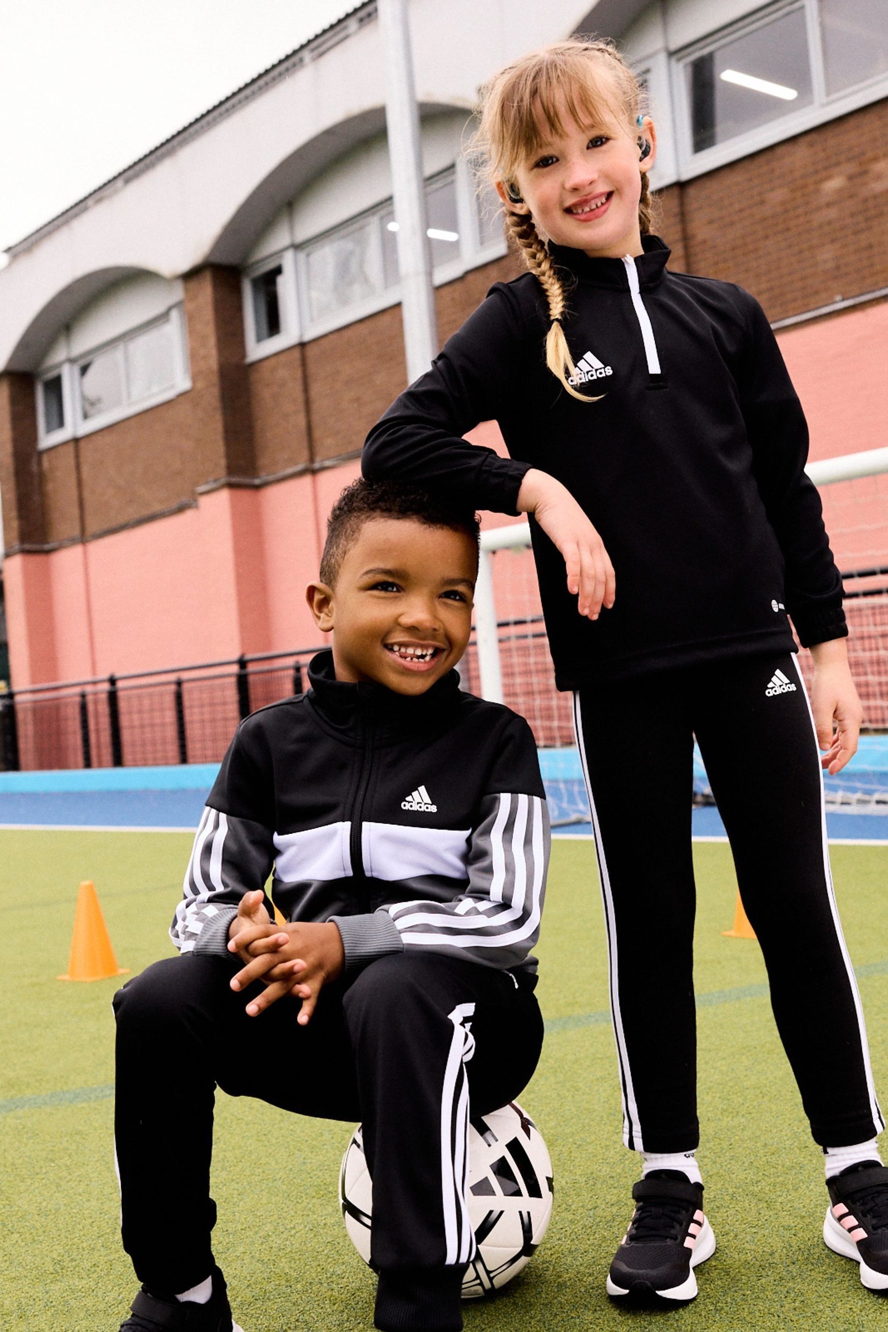 adidas Black Kids Sportswear Tiberio 3 Stripes Colorblock Shiny Tracksuit