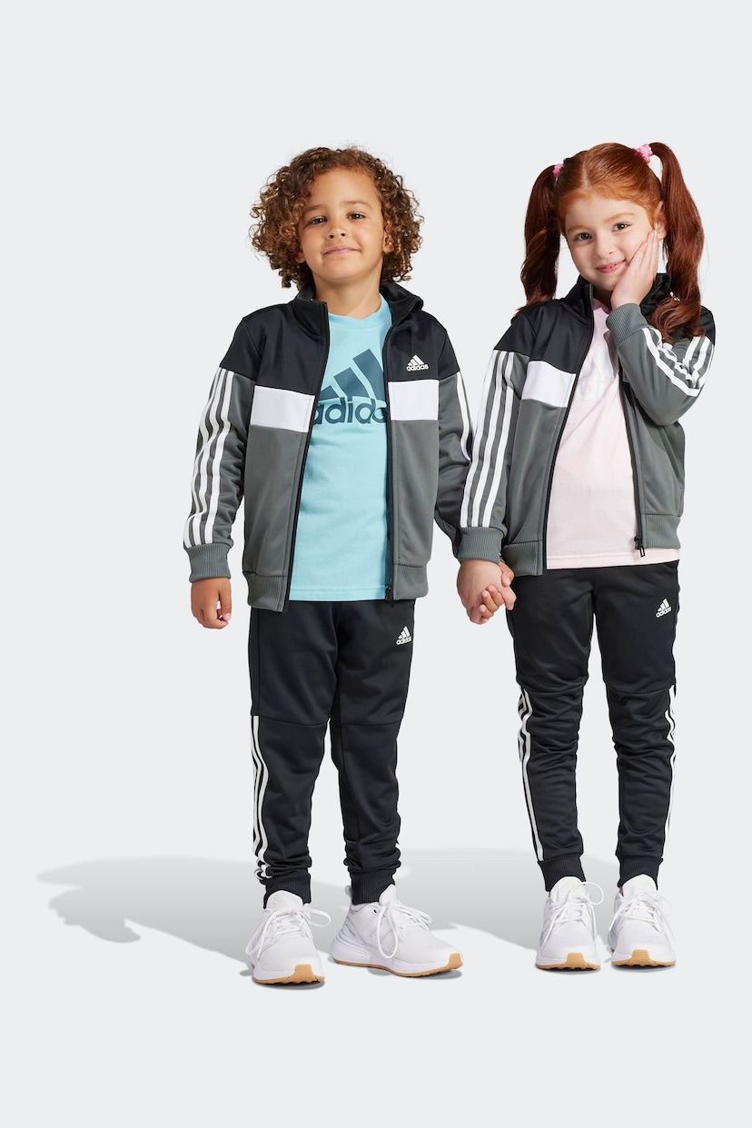 adidas Black Kids Sportswear Tiberio 3-Stripes Colorblock Shiny Tracksuit - Image 6 of 13