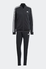 adidas Dark Black 3 Stripe Essentials Tracksuit - Image 9 of 11