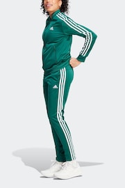 adidas Dark Green 3 Stripe Essentials Tracksuit - Image 4 of 8