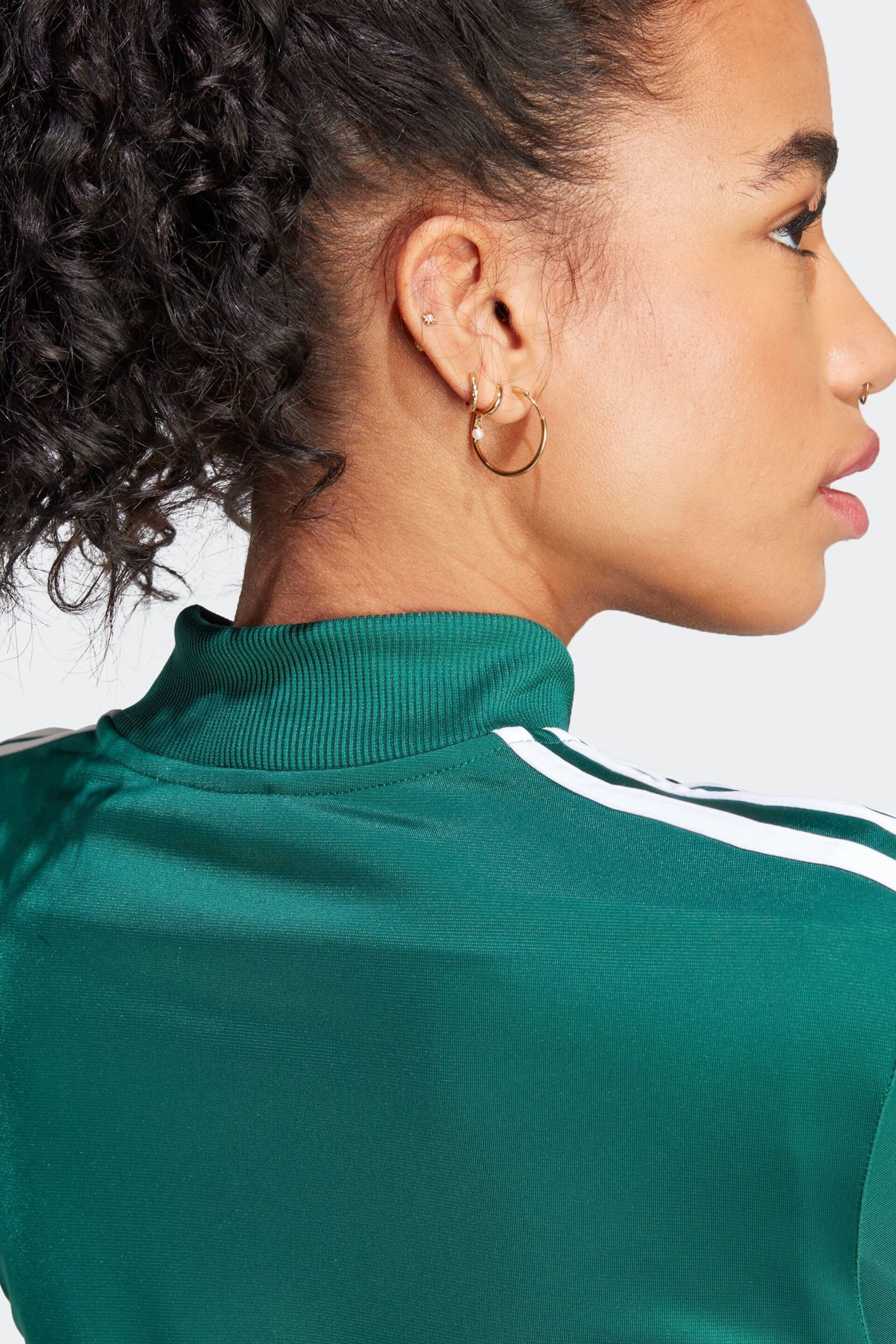 adidas Dark Green 3 Stripe Essentials Tracksuit - Image 5 of 8