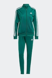 adidas Dark Green 3 Stripe Essentials Tracksuit - Image 7 of 8