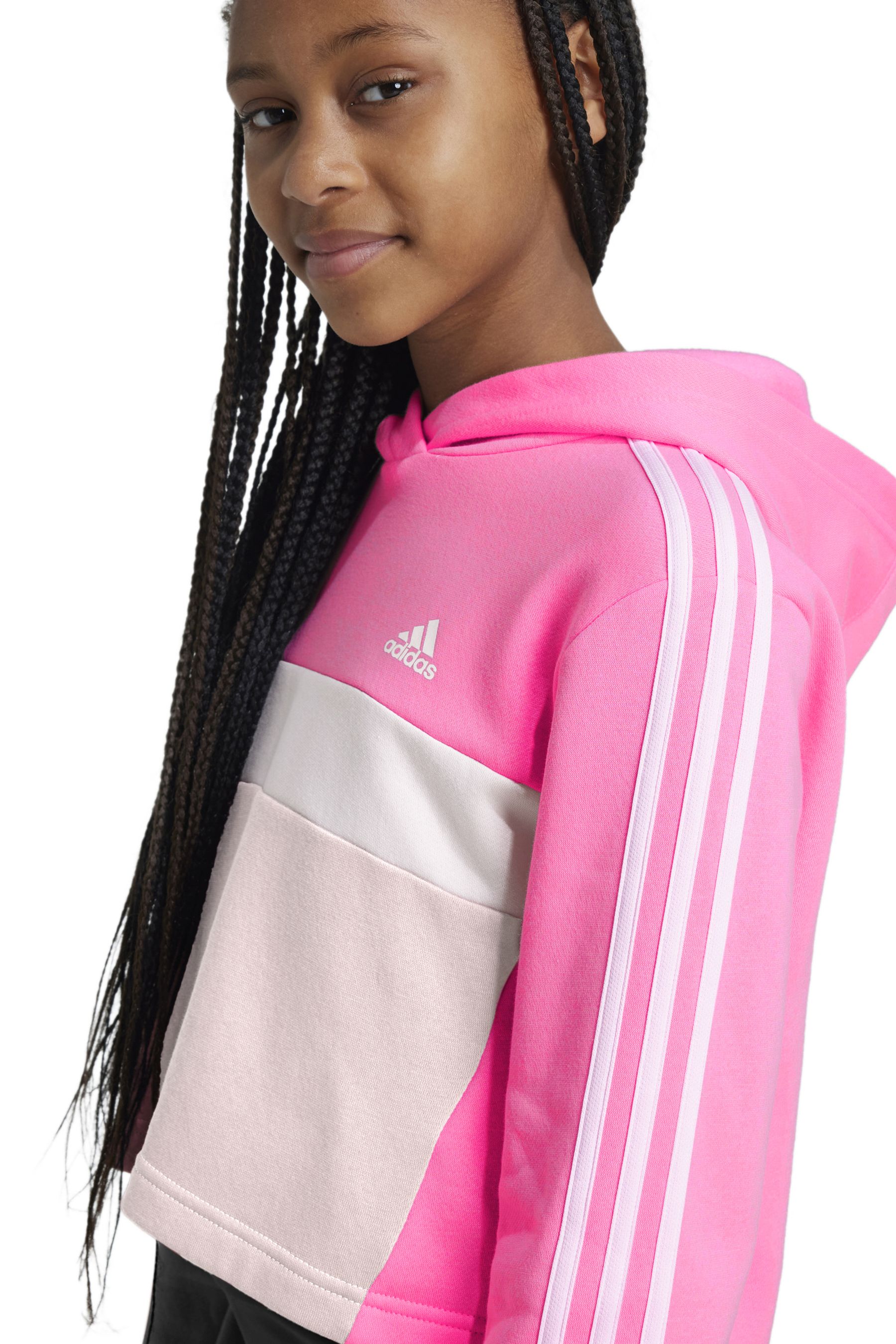 Pink adidas with black stripes on sale