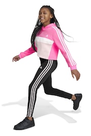 adidas Pink Kids Sportswear Tiberio 3-Stripes Colorblock Fleece Leggings Set - Image 4 of 12