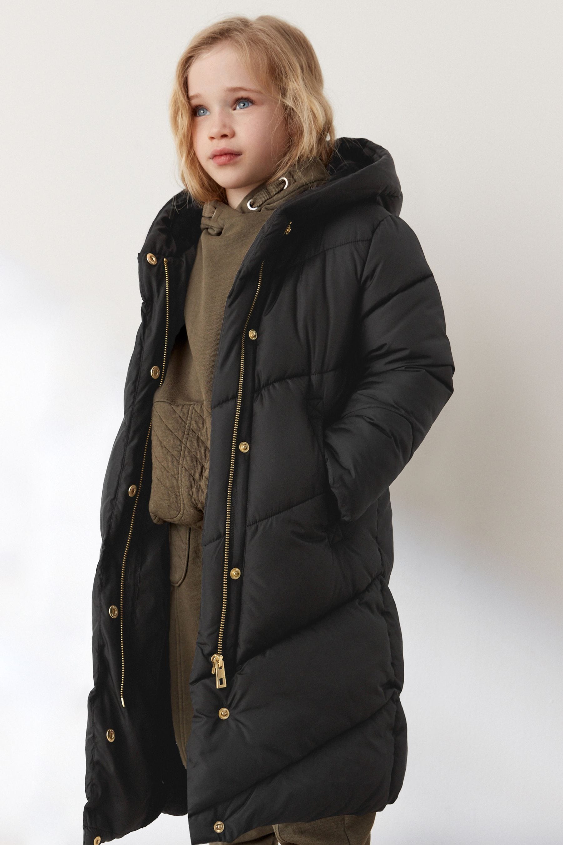 Buy Black Longer Length Shower Resistant Faux Fur Lined Hooded Padded Coat 3 16yrs from the Next UK online shop