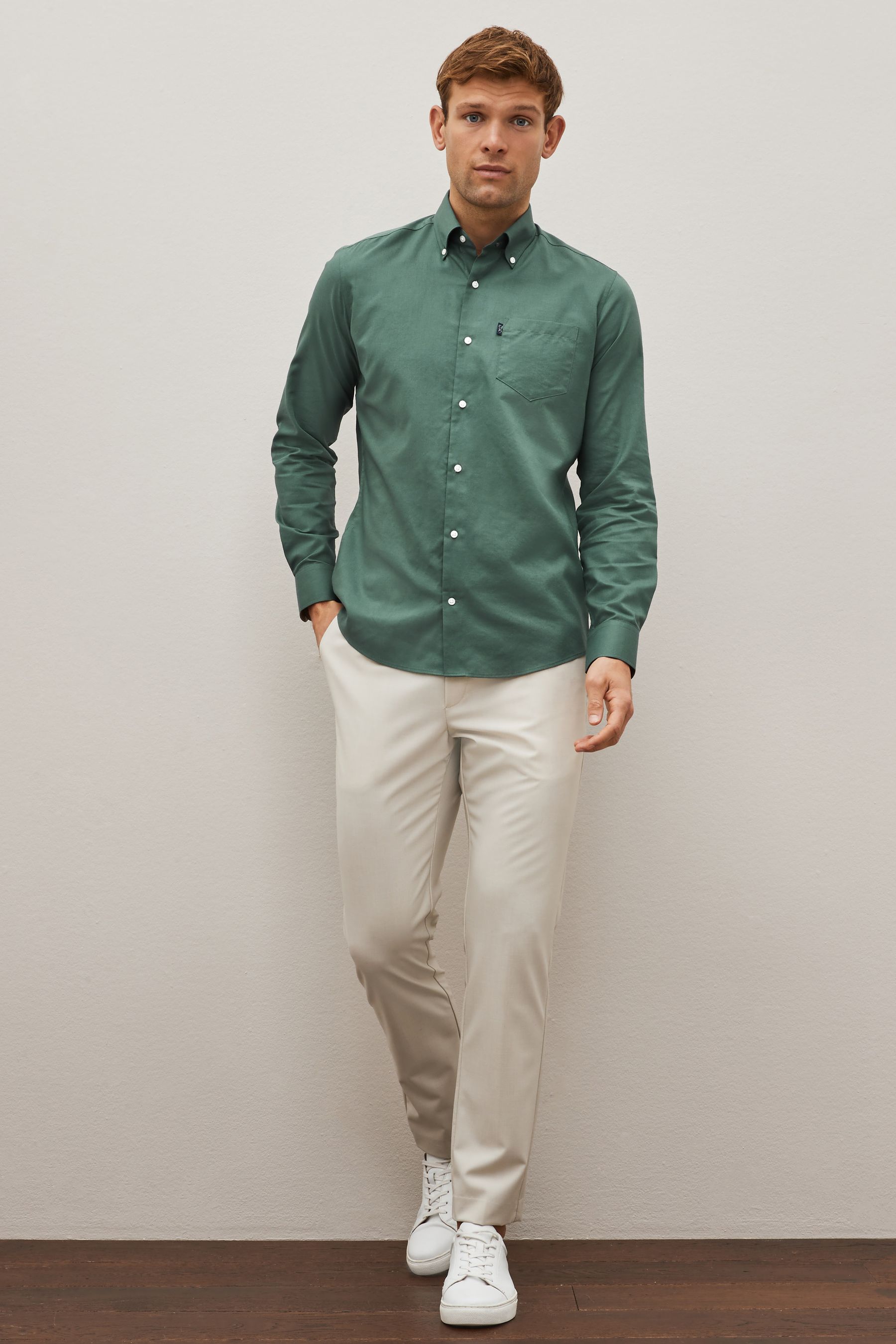 Button front oxford dress sale