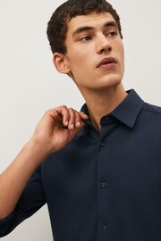 Navy Blue Motionflex Knitted Shirt - Image 4 of 9