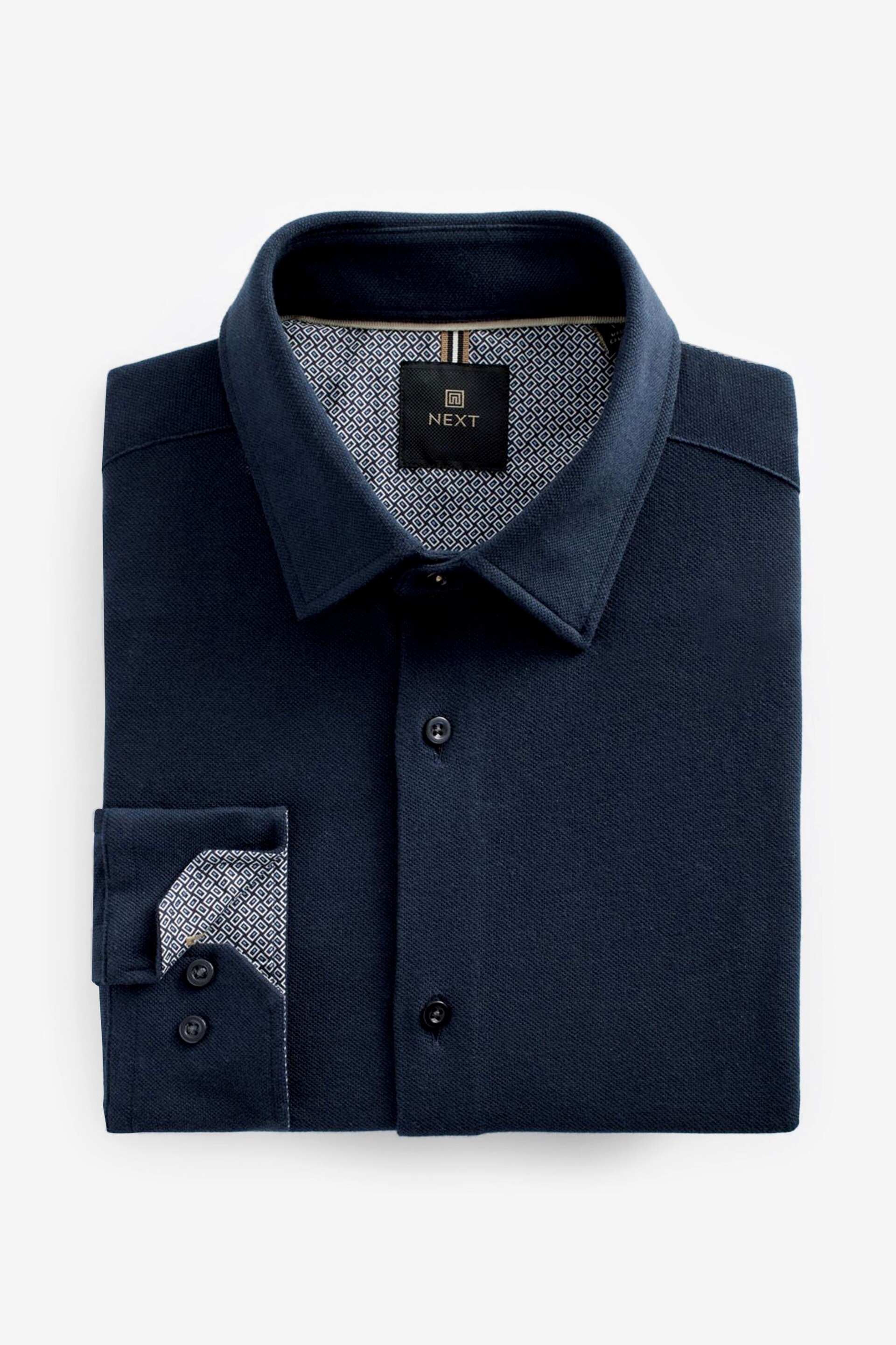 Navy Blue Motionflex Knitted Shirt - Image 7 of 9