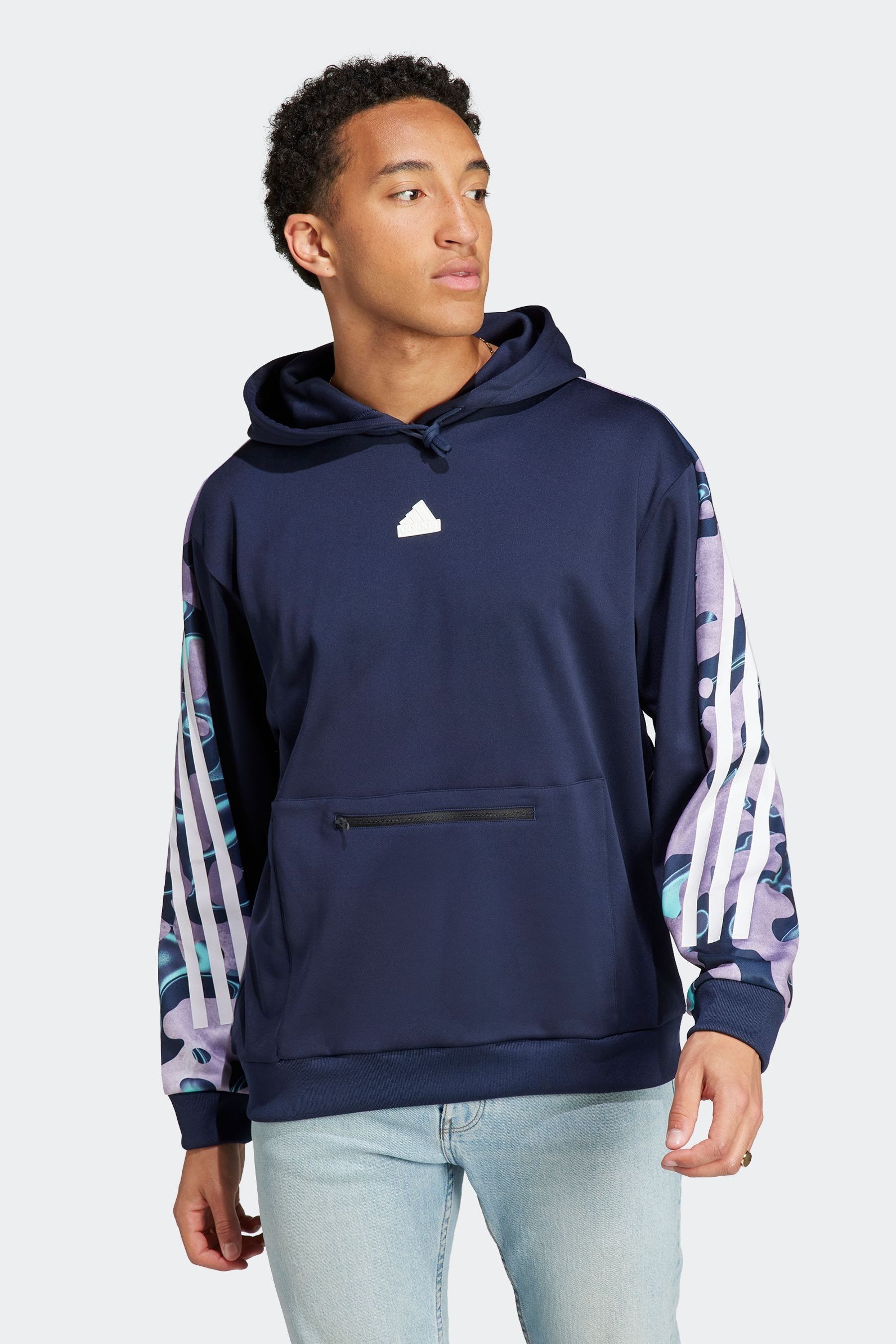 Buy adidas Blue Sportswear Future Icons Allover Print Hoodie from Next Luxembourg
