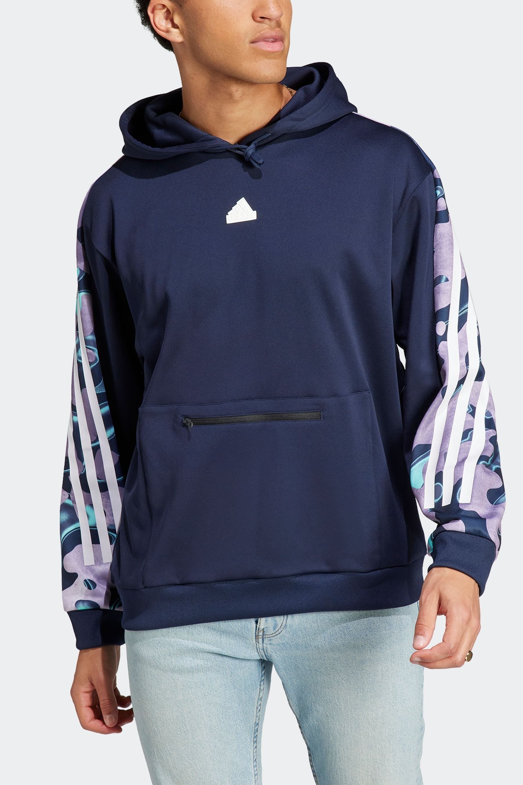 Adidas blue and grey hoodie on sale