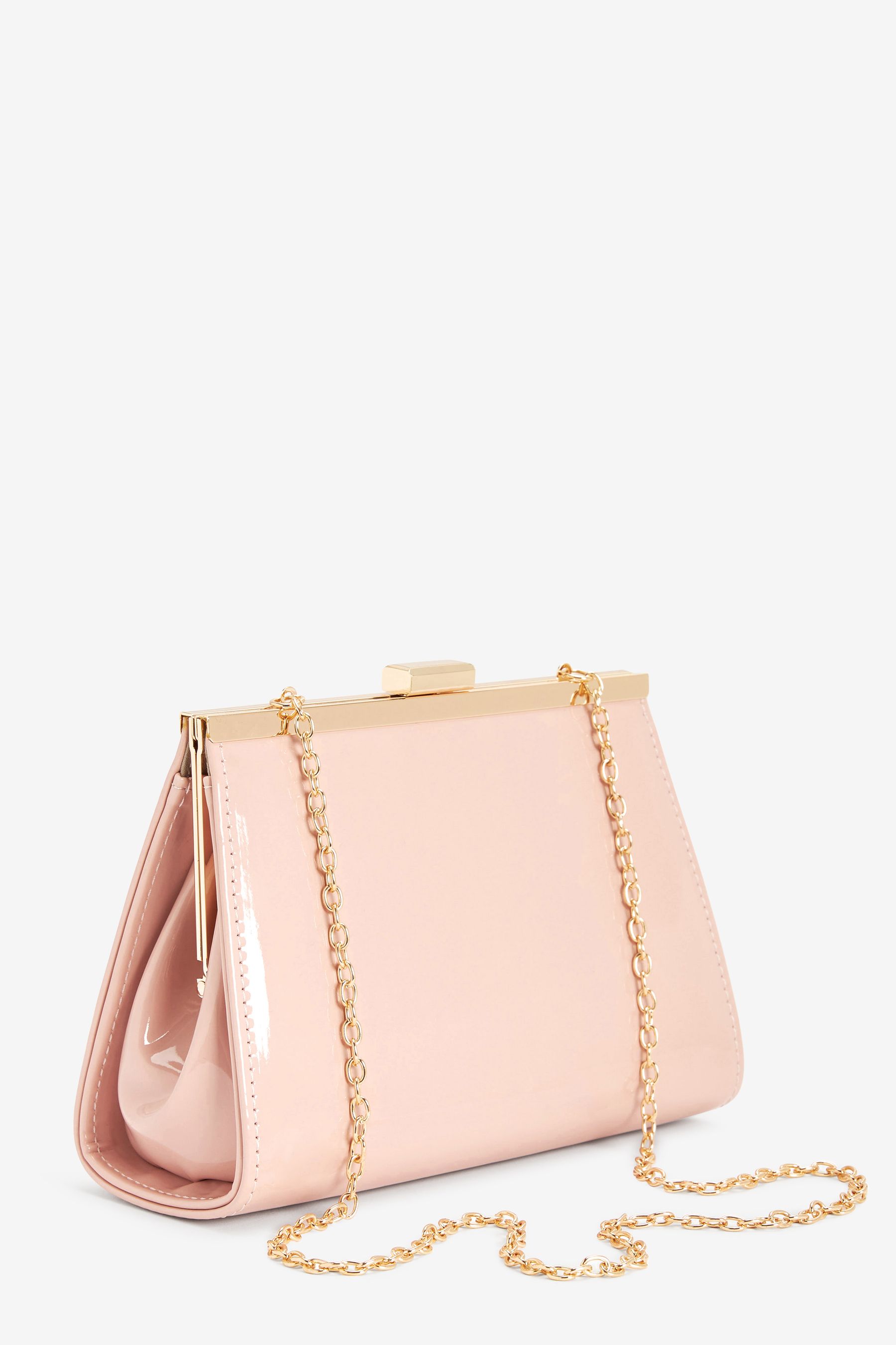Buy Nude Pink Mini Patent Clutch Bag from Next Luxembourg