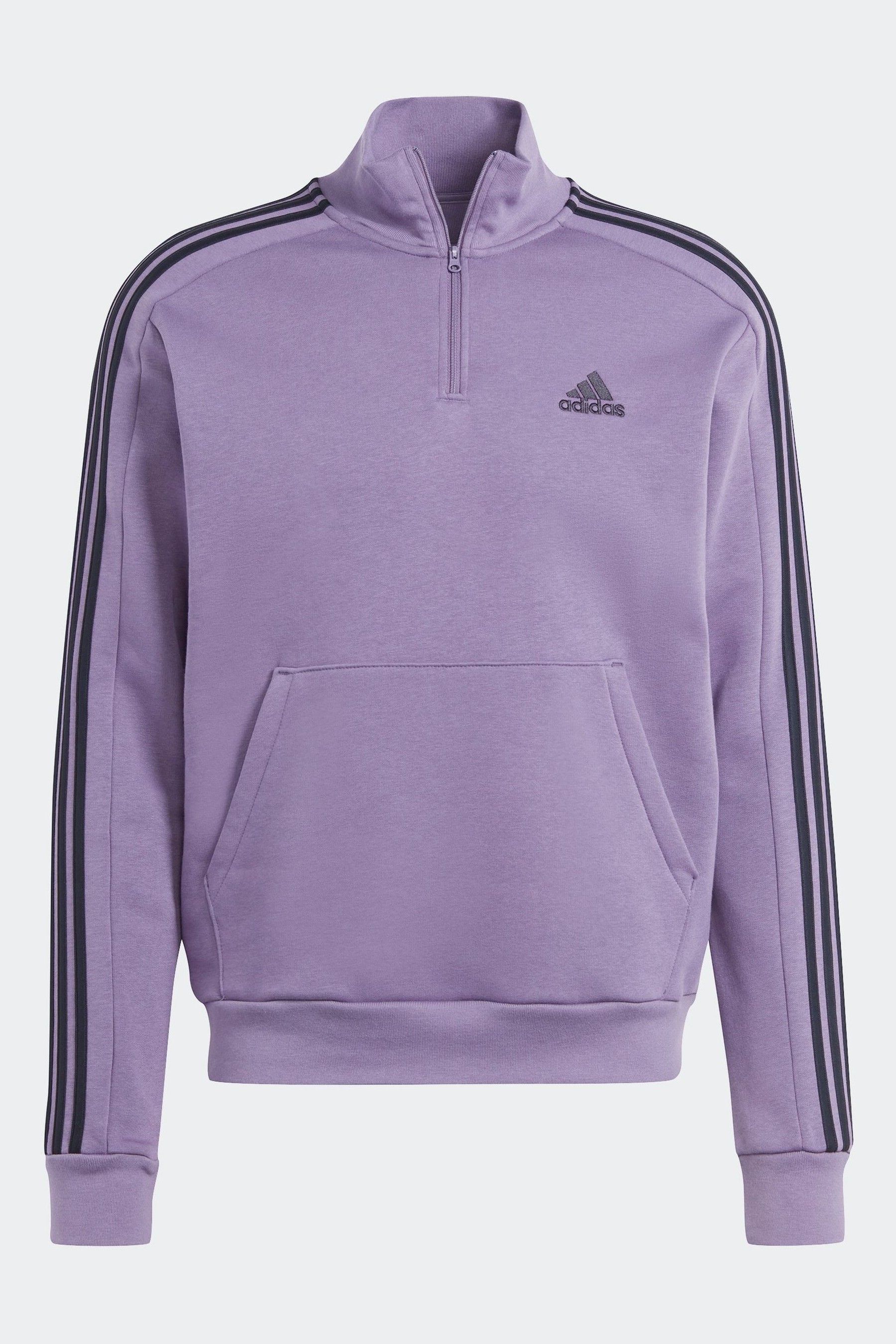 Buy adidas Purple Sportswear Essentials Fleece 3 Stripes 1 4 Zip Sweatshirt from Next Ireland