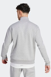 adidas Grey Essentials Fleece 3-Stripes 1/4-Zip Sweatshirt - Image 2 of 7