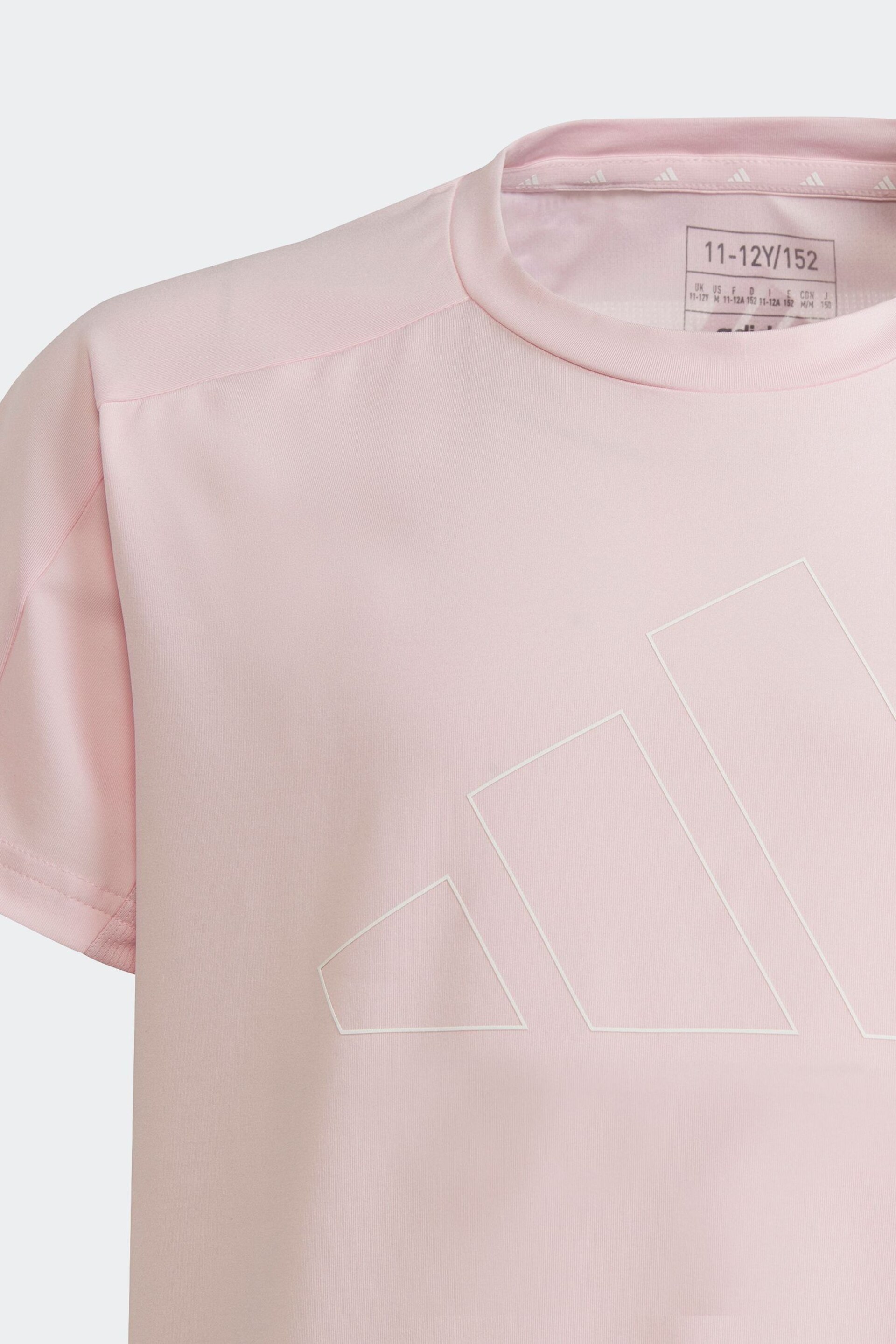 adidas Pink Regular Fit Sportswear Essentials Aeroready Logo T-Shirt - Image 4 of 6