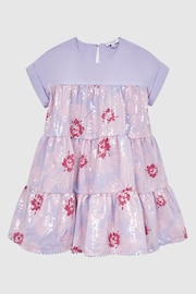 Reiss Lilac Luci Junior Sequin Tiered Dress - Image 2 of 7