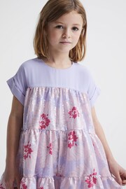 Reiss Lilac Luci Junior Sequin Tiered Dress - Image 3 of 7