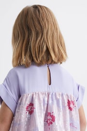 Reiss Lilac Luci Junior Sequin Tiered Dress - Image 6 of 7