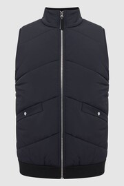 Reiss Navy Morden Sleeveless Quilted Knitted Gilet - Image 2 of 6
