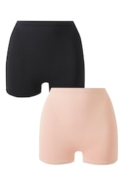 Simply Be Black/Blush Pink Magisculpt High Waisted  Medium Control Shorts 2 Pack - Image 3 of 4