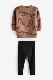 Tan Brown Dino Print Character Sweatshirt and Legging Set (3mths-7yrs) - Image 6 of 7