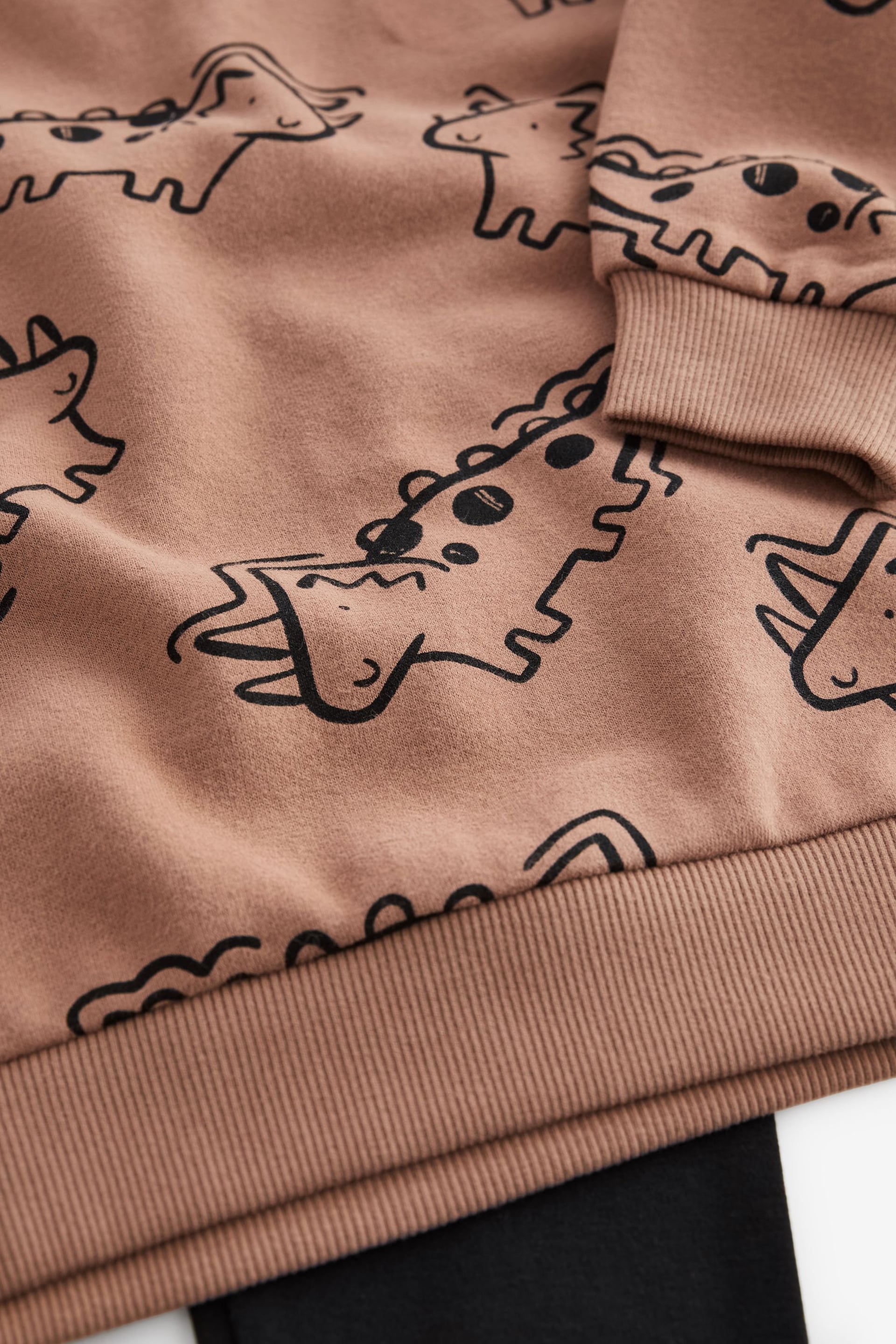 Tan Brown Dino Print Character Sweatshirt and Legging Set (3mths-7yrs) - Image 7 of 7