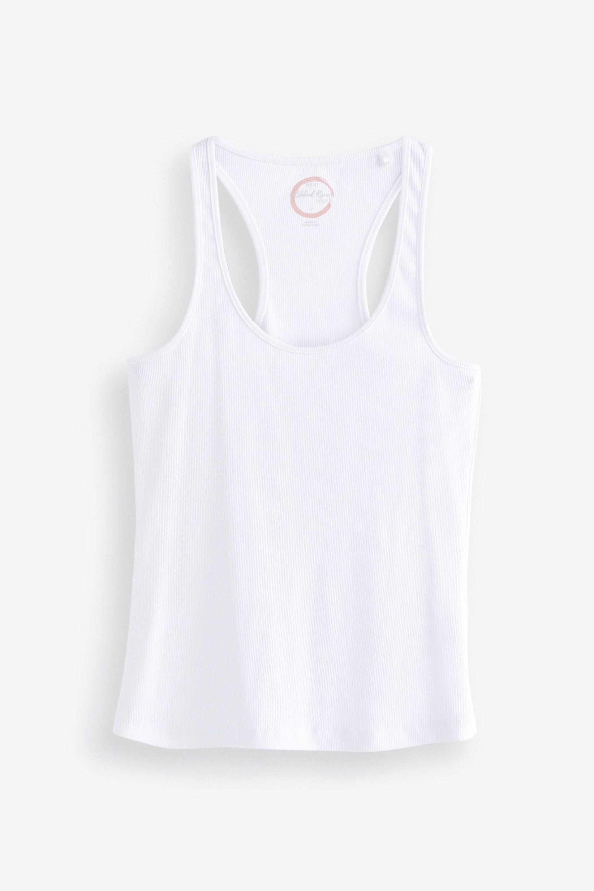 White Scoop Neck Rib Racer Vest - Image 5 of 5