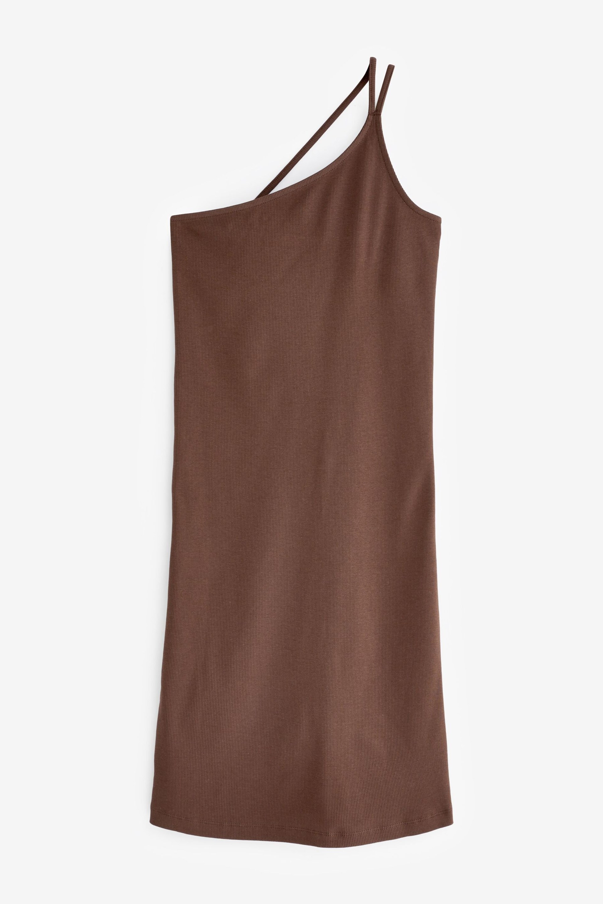 Brown Double Strap One Shoulder Dress - Image 5 of 5