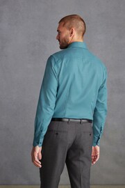 Teal Blue Slim Fit Single Cuff Signature Trimmed Shirt - Image 3 of 7